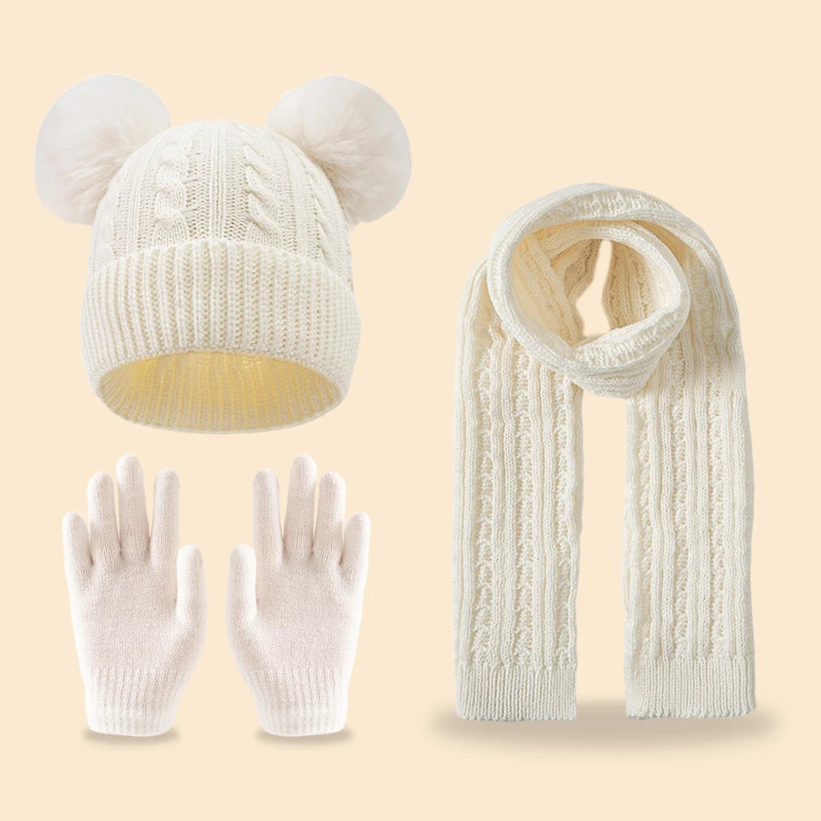 Children's winter tassel scarf, hat and gloves set for ages 3–14 by HSF Marketplace