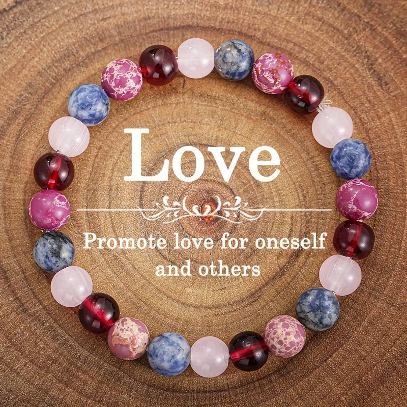 Love Bracelet Multi-color Natural Stone Attracts Good Luck And 8MM Imperial Stone Jewelry, Lapis Lazuli With Beautiful Meaning