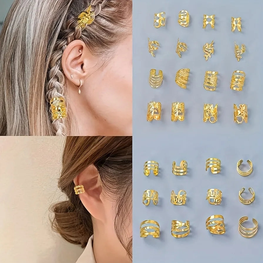 70-piece Hair Beads and Cuffs Set for Braids, metal hair accessories by HSF Marketplace