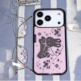 Cute pixel rabbit angel wings phone case for iPhone models, white rabbit design with pastel wings