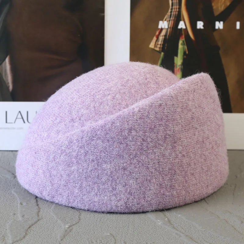 Women's warm wool blend winter beret hat in an elegant style by HSF Marketplace