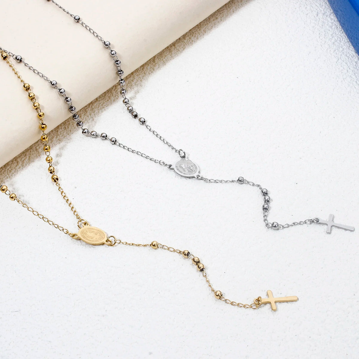 Stainless steel prayer beads rosary necklace for women by HSF Marketplace