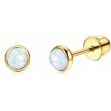 Bobisty hypoallergenic screw-back stud hoop earrings with heart CZ flower design, 14K gold-plated surgical steel