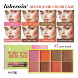 Lakerain 8-color cream blusher palette with natural shades, concealer, highlighter, and waterproof makeup pans