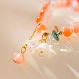 Colorful Lily Valley flower bracelet with crystal beads and elastic band, perfect for women’s fashion, weddings, and birthdays.