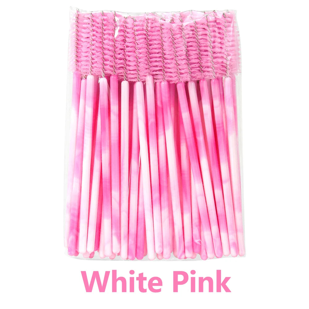 50-piece HSF Marketplace eyelash brush set for lash extensions and makeup, disposable mascara wands in assorted colors