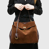 Large capacity women's split leather tote bag in a spacious everyday handbag design