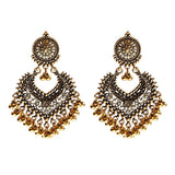 Boho gold heart-shaped flower dangle earrings for women by HSF Marketplace