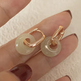 925 sterling silver jade drop earrings for women by HSF Marketplace, featuring elegant dangling green jade stones