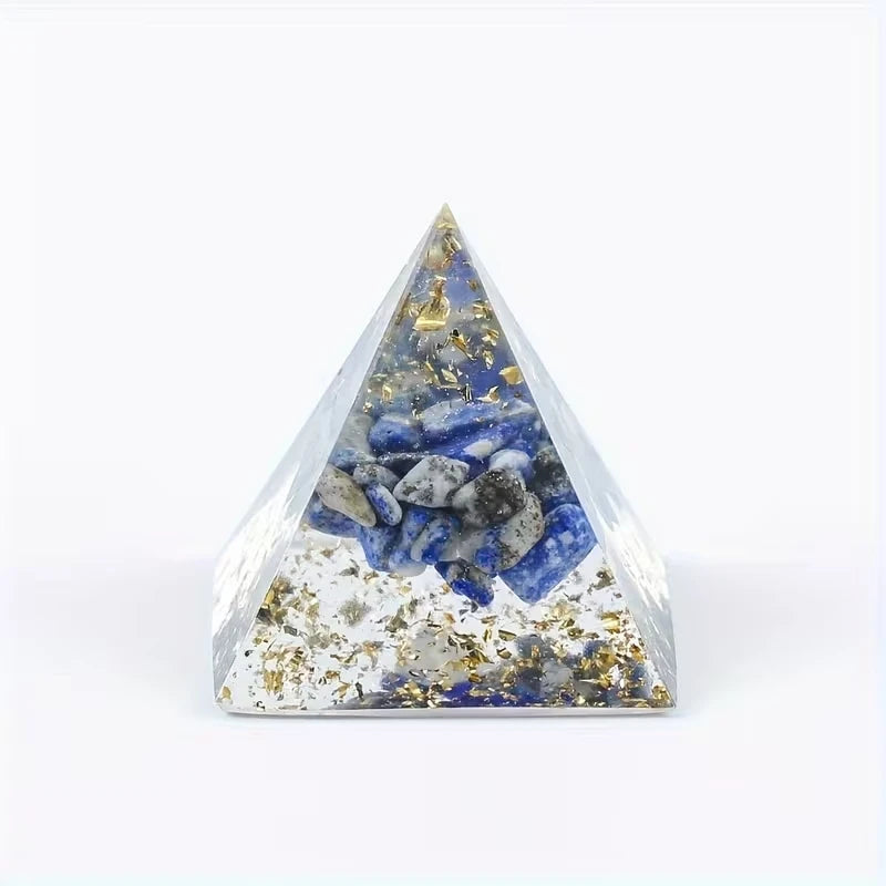 1set(7pcs) Orgonite Pyramid Natural Mixed Crystal Chips Chakra Healing Stone Desk Decor Meditation Ornament Home Decoration