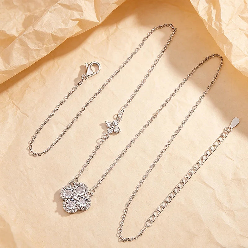 925 sterling silver four-leaf clover pendant necklace for women by HSF Marketplace