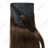 HSF Marketplace silky straight human hair clip-on ponytail extension in natural Remy hair style