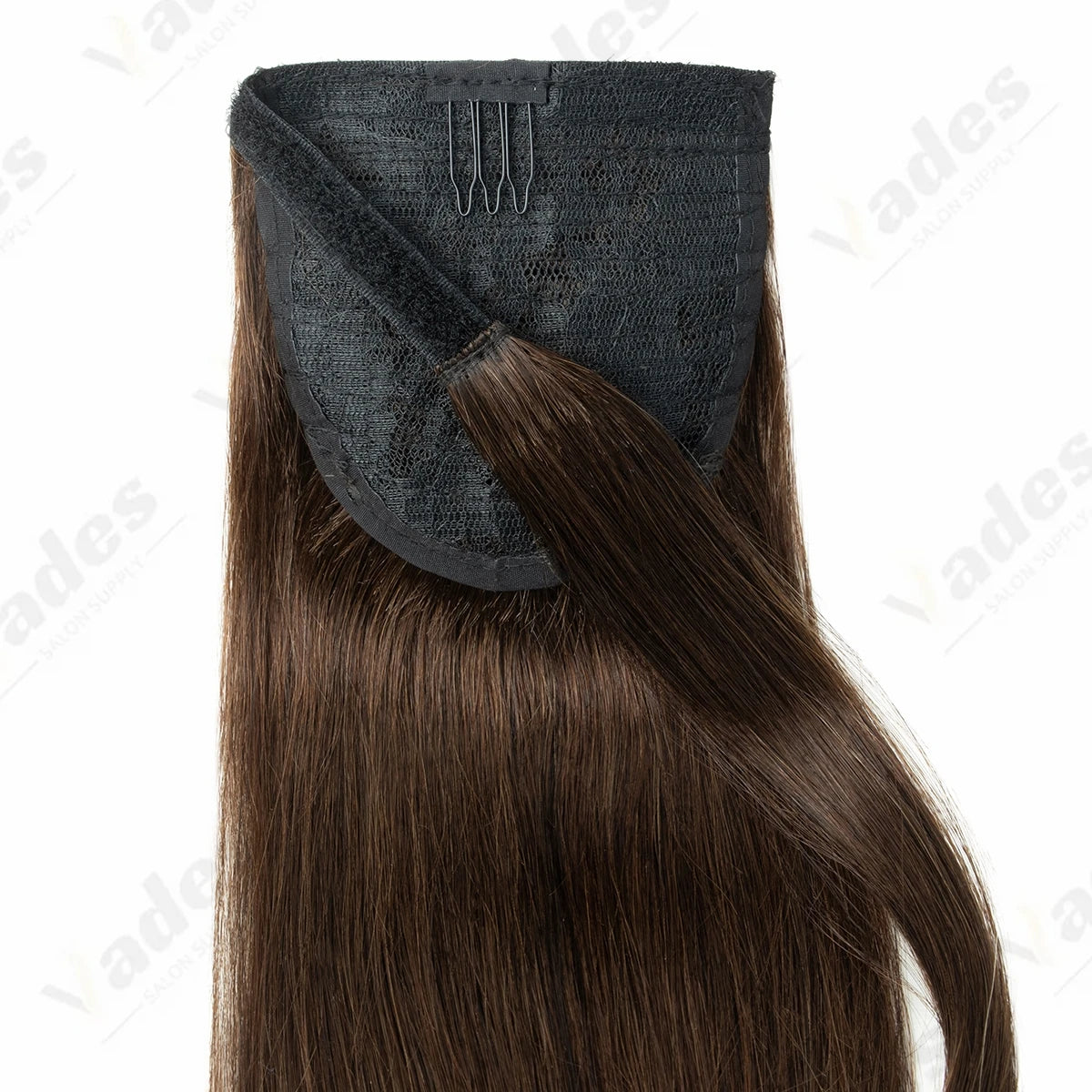 HSF Marketplace silky straight human hair clip-on ponytail extension in natural Remy hair style