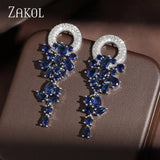 Elegant blue cubic zirconia drop earrings for women by HSF Marketplace