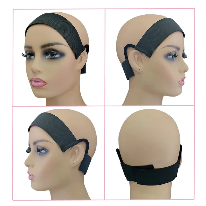 Wig Band With Ear Cutout 5Pcs Lace Melting Band Wig Grip Headband 3Cm 3.5Cm Wig Holder Elastic Band With Ear Hanger To Lay Edge