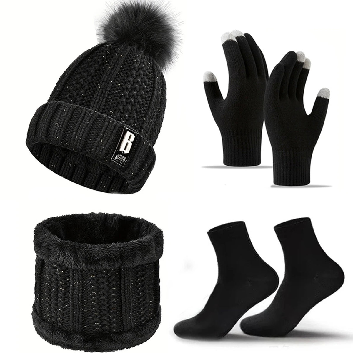 Warm winter beanie hat, gloves and scarf set for men and women by HSF Marketplace