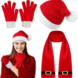 HSF Marketplace Christmas knitted hat, scarf and gloves set for winter warmth