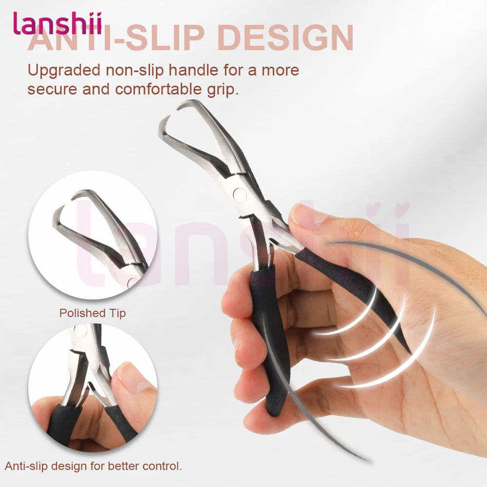 Lanshii Micro Ring Hair Extension Kit – Pliers & Remover Pliers + 200pcs 5mm Rings for Micro/I-Tip/Weft