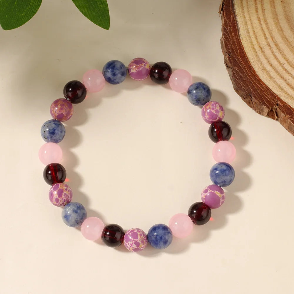 Love Bracelet Multi-color Natural Stone Attracts Good Luck And 8MM Imperial Stone Jewelry, Lapis Lazuli With Beautiful Meaning