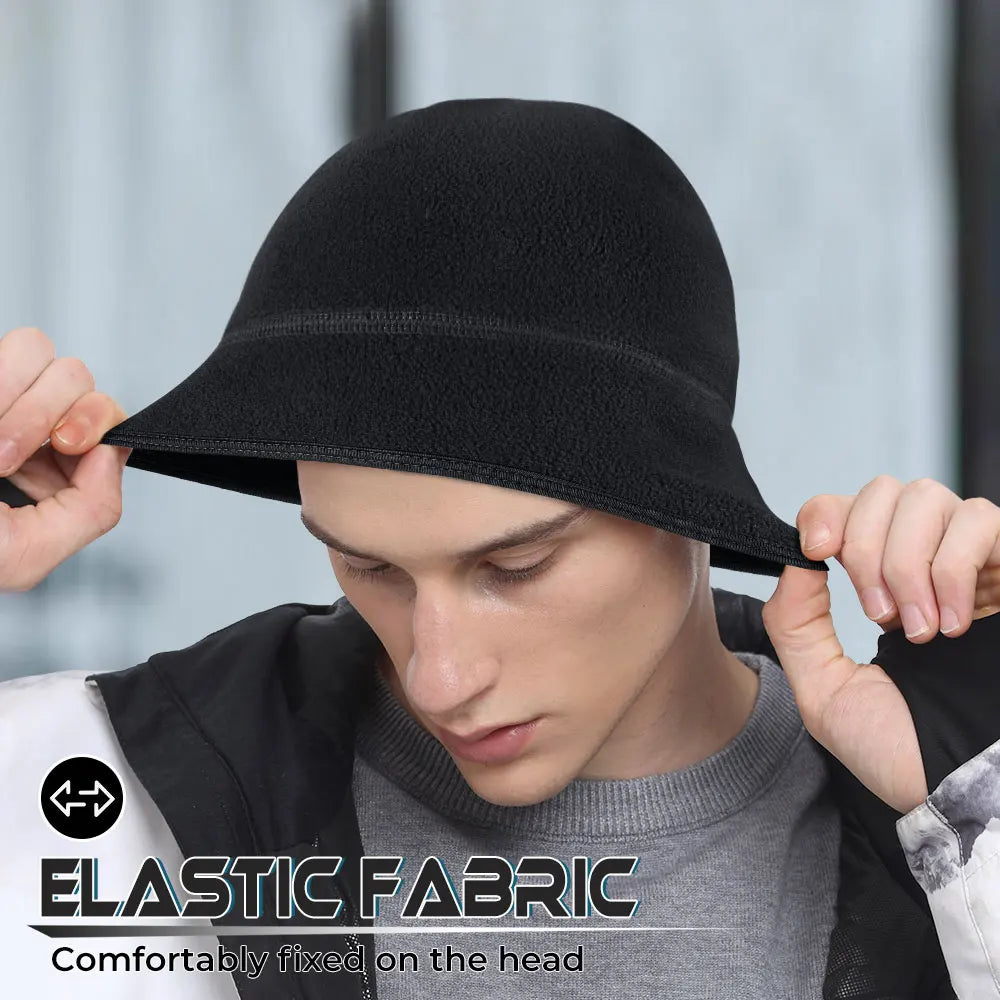 Women's winter fleece beanie hat with ear cover, windproof thermal design for skiing and snowboarding