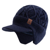 Women's HSF Marketplace winter hat, plush fur-lined earflap beanie with thick knitted design for outdoor wear