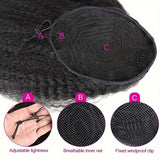 HSF Marketplace kinky straight human hair drawstring ponytail extension, yaki straight clip-in ponytail, 12–24 inch
