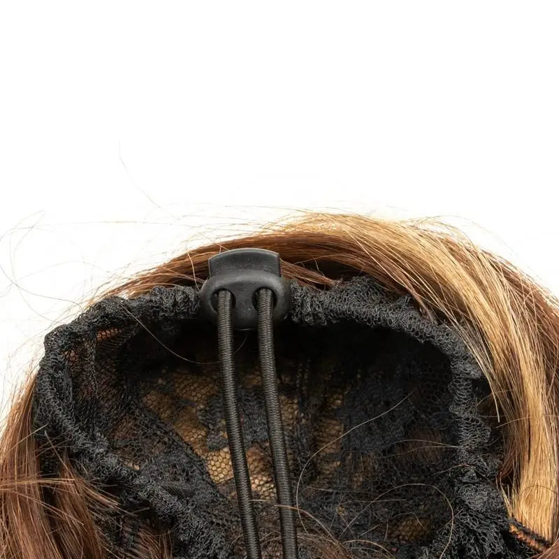 Brown blonde 6-inch human hair drawstring bun wig hairpiece for thinner hair by HSF Marketplace
