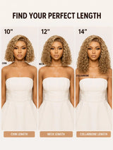Honey blonde curly bob wig, glueless human hair lace front by HSF Marketplace