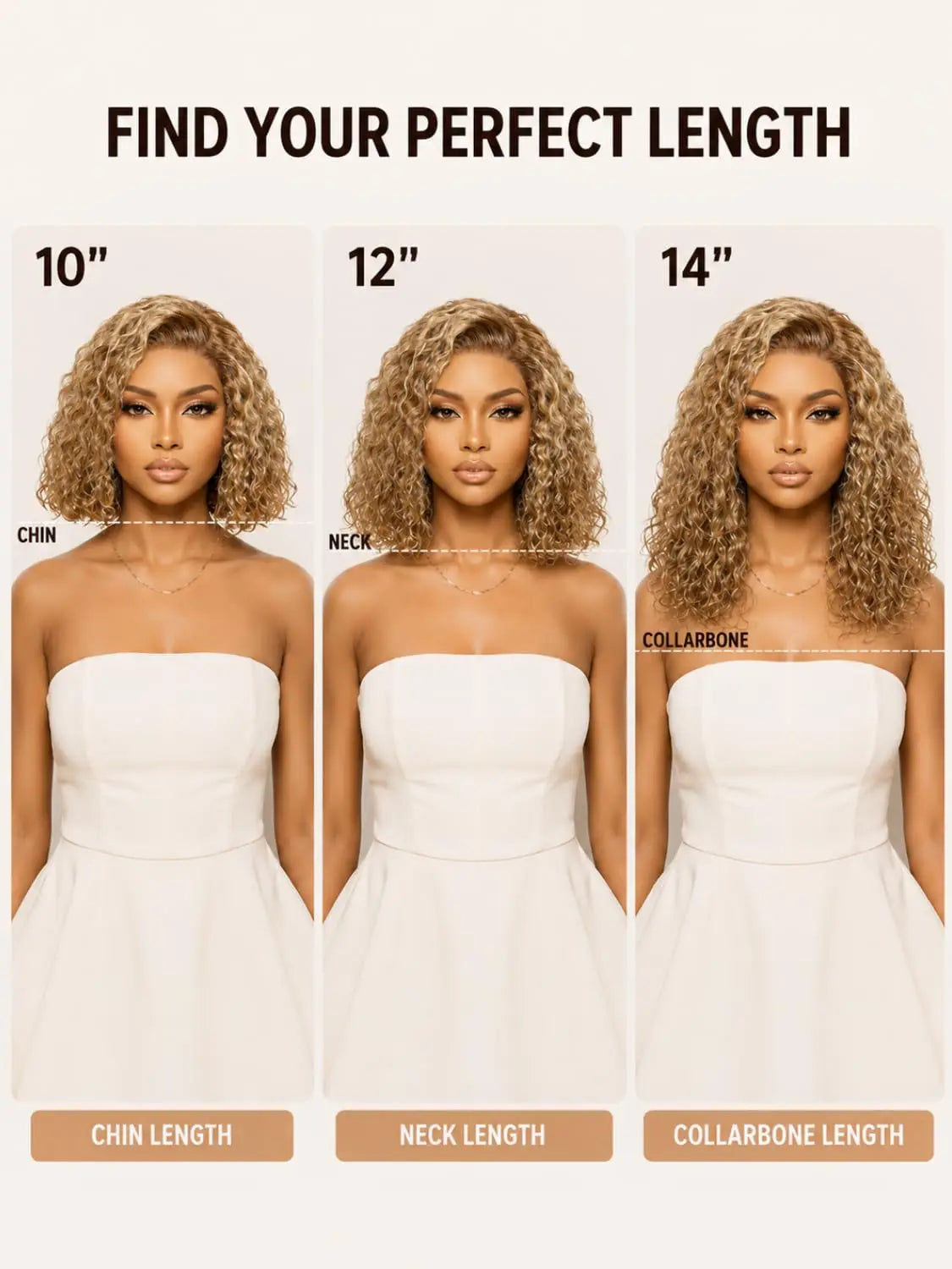 Honey blonde curly bob wig, glueless human hair lace front by HSF Marketplace