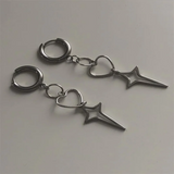 Classic star earrings, hypoallergenic dangly chunky jewelry with a y2k goth, edgy fairy punk aesthetic