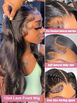 HD Transparent 13x4 13x6 Body Wave Lace Front Wig Pre Plucked 360 Lace Frontal Wig Human Hair Wigs For Women 5x5 Closure Wig