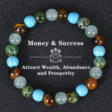 Healing Crystal Bracelet for Women 8mm Crystal Natural Stone Beads Wealth Money Success Bracelet Good Luck Jewelry Gift