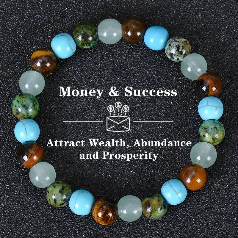 Healing Crystal Bracelet for Women 8mm Crystal Natural Stone Beads Wealth Money Success Bracelet Good Luck Jewelry Gift