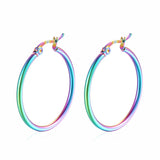 Classic stainless steel hoop earrings for women, 30–80mm jewelry pair