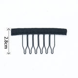50pieces Black Steel Polyester Durable Wig Combs with Polyester cloth For Hair Pieces Wig Accessories Tools