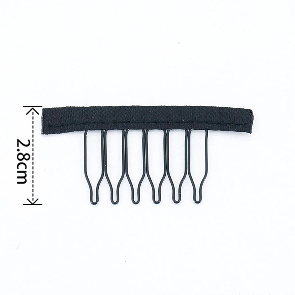 50pieces Black Steel Polyester Durable Wig Combs with Polyester cloth For Hair Pieces Wig Accessories Tools