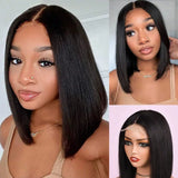 Ginger brown lace front human hair wig with short bob cut, 13x6 lace, glueless Brazilian Remy hair, styled with reddish brown color