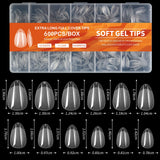 Short almond soft gel nail tips, full-cover false nails for acrylic and press-on manicures, HSF Marketplace