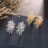 Fashion Korean Personality Firework flowers Clip on Earrings Without Piercing Brass Inlaid Zirconia Earrings for women Jewelry