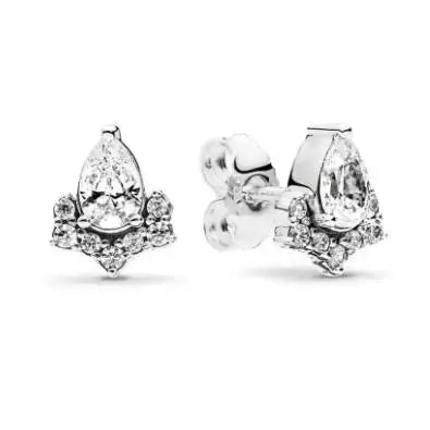 925 sterling silver herbarium cluster heart halo stud earrings for women, sparkling party and wedding jewelry