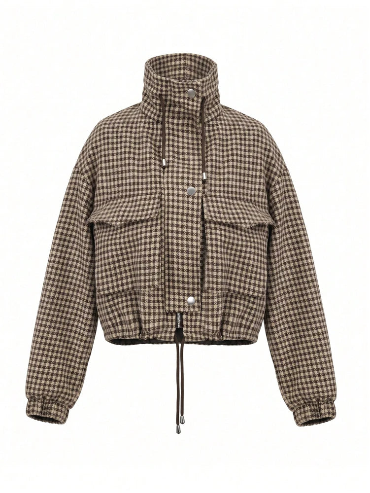 Women's houndstooth cropped jacket for fall and winter style by HSF Marketplace