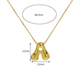Golden stainless steel initial necklace for women featuring chunky bubble letter pendant, trendy jewelry from HSF Marketplace