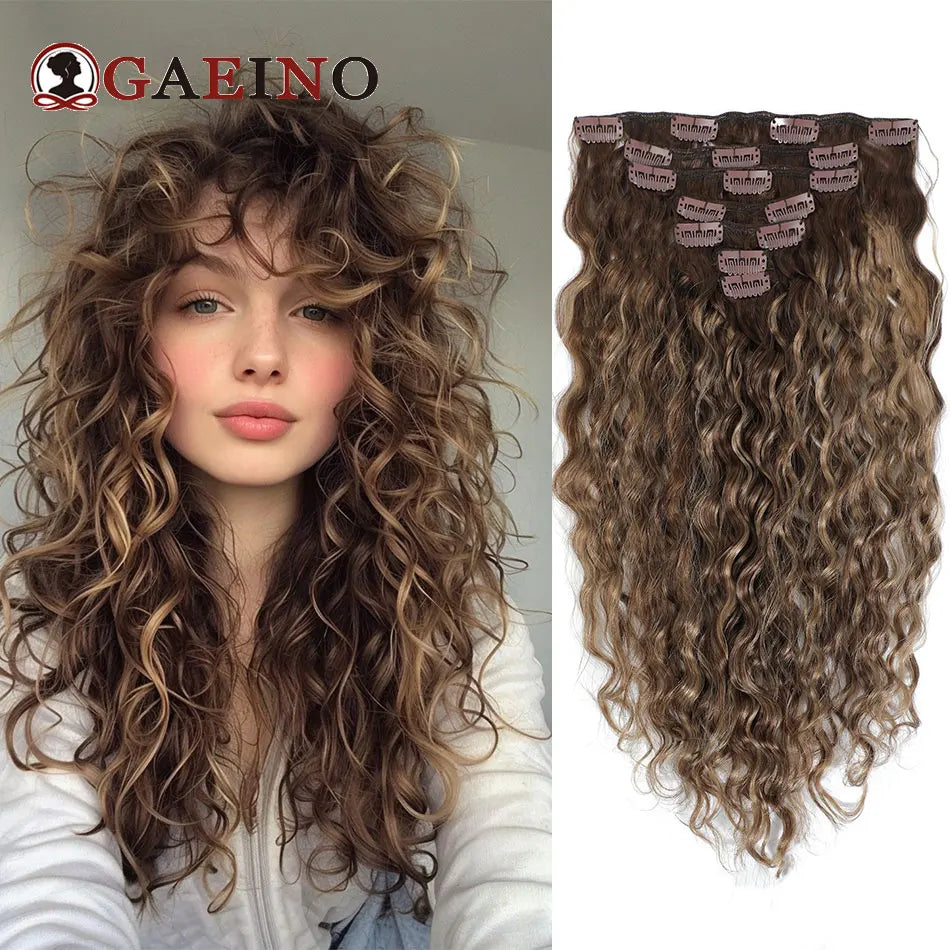 12A Grade water wave clip-in hair extensions, 100% human hair Remy, 7-piece set in wet wavy texture