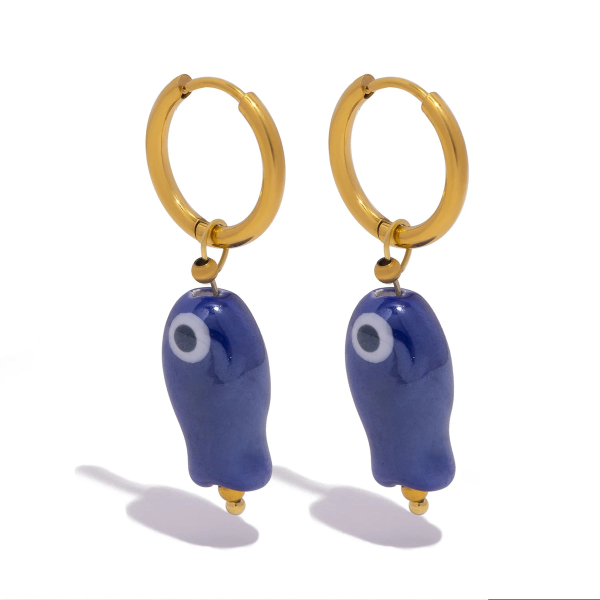 Stainless Steel Ceramic Fish Earrings for Women, Summer Dopamine Jewelry with Vibrant Colorful Pendant Hypoallergenic Gift