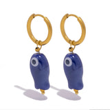 Stainless Steel Ceramic Fish Earrings for Women, Summer Dopamine Jewelry with Vibrant Colorful Pendant Hypoallergenic Gift