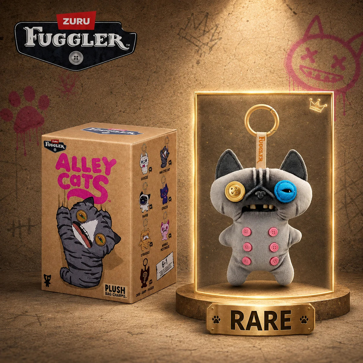 Fuggler Alley Cat 5-inch collectible ugly monster plush keyring, blind box toy by HSF Marketplace