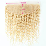 Face Beauty 613 Blonde Frontal Clodure with Bundles Remy 3/4 Peruvian Human Hair Deep Wave Curly Bundles with 13x4 Lace Frontal