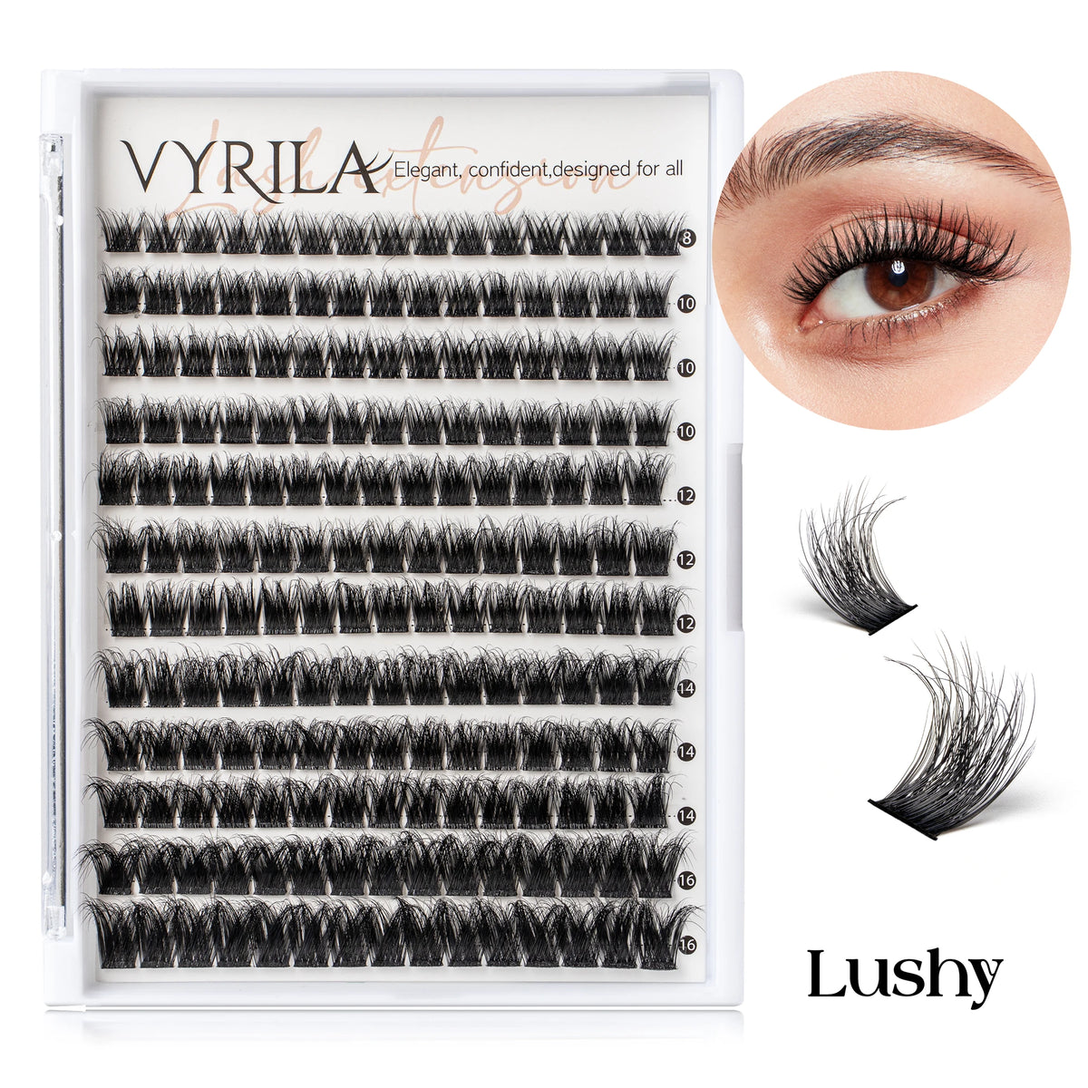 C curl mix lash clusters for natural 3D wispy eyelash extensions by HSF Marketplace