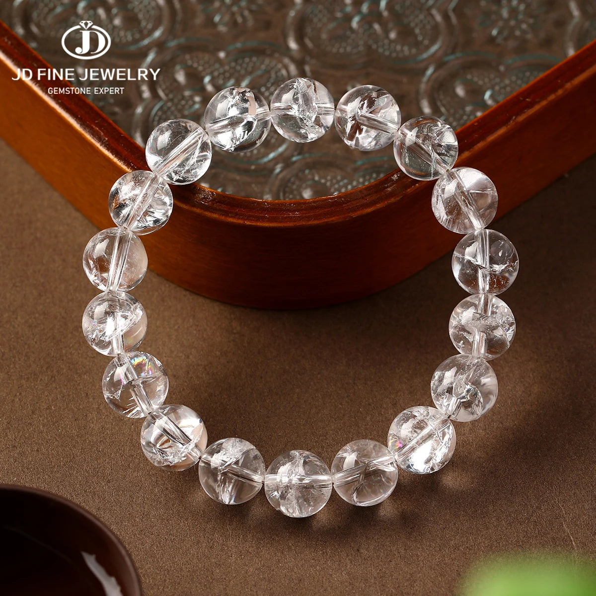 Natural White Azez Quartz Crystal Beaded Bracelet Unisex Elastic Stretch Band Mindfulness Clarity Stone Bracelets Jewelry Gifts