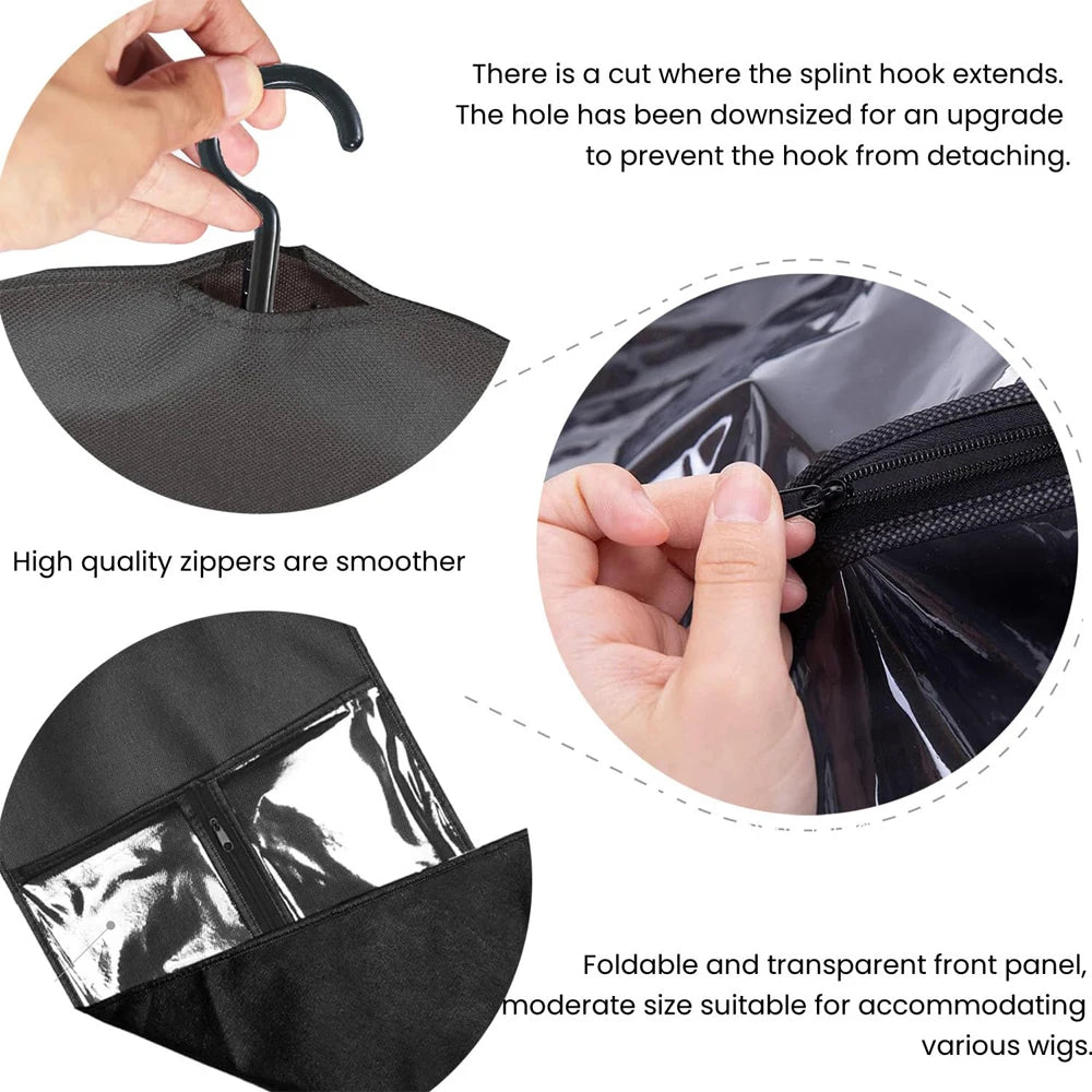 1Set/2sets Wig Storage Bag With Hanger Hair Bags With Plastic Hanger For Virgin Hair Wig Organizer Hangers For Multiple Wigs